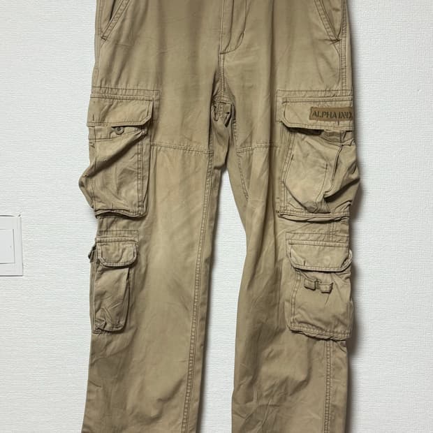 정품 알파인더스트리 일본판 베이지 멀티 카고팬츠 L ㅍㅍ