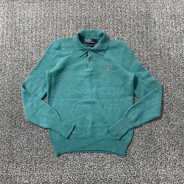 빈티지9. 폴로랄프로렌 램스울 니트 스웨터 민트 컬러 핀터깔
