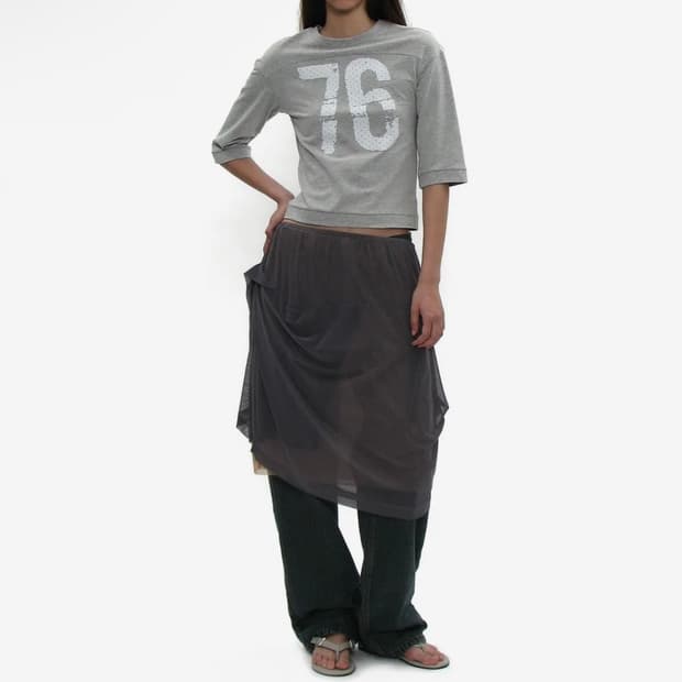 파르티멘토우먼 드레이프 미디 스커트(차콜)