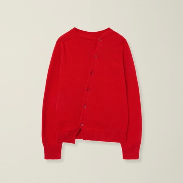 EE 누마레 사선 가디건 레드 컬러