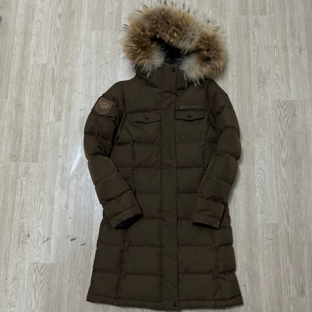 디스커버리 여성 라쿤퍼 후드 덕다운 롱패딩 M/95 