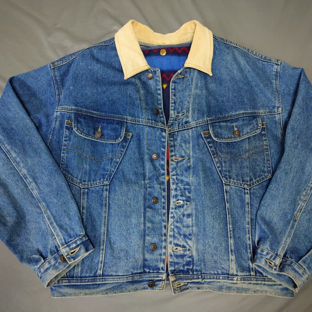 빈티지 bugle boy 트러커 재킷 아즈텍 베스트 라이닝(XL)