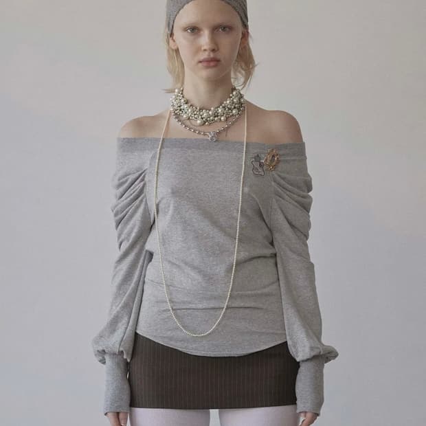 스컬프터 오프숄더 멜란지그레이