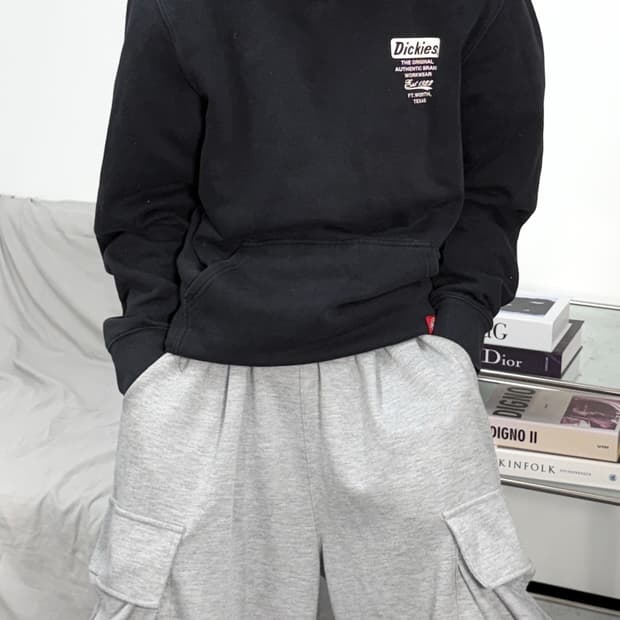 디키즈 블랙 오리지널 프린팅 후드티 M