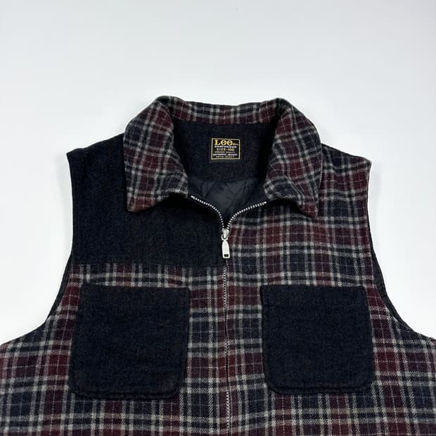 Lee (리) 올드스쿨 체크 조끼 후리스 (L)