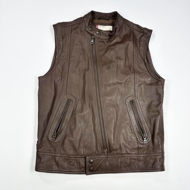 리바이스 클래식 양가죽 바이크 베스트 조끼 브라운 M
