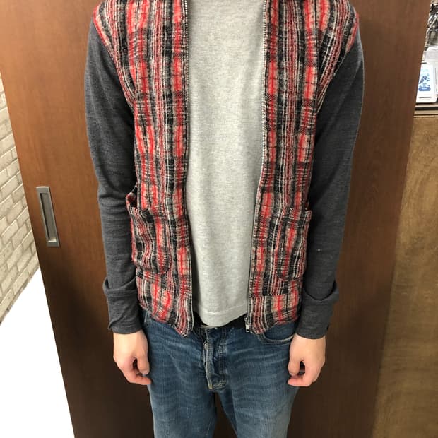 꼼데가르송 옴므 체크 집업 s