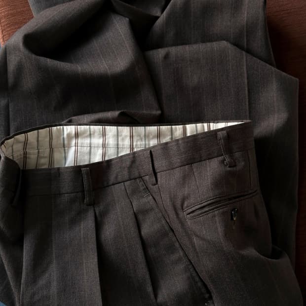 2 pleats wool patterned slacks