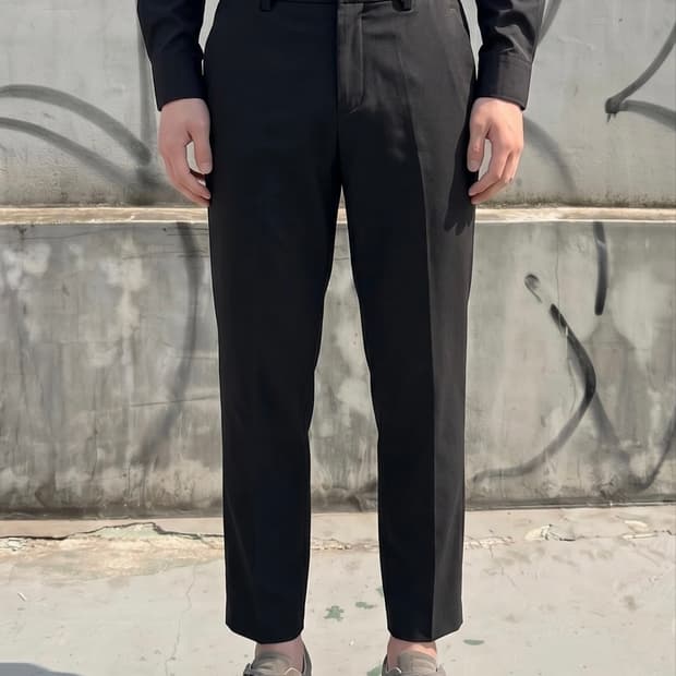 34~35/ 시스템옴므 지퍼 디테일 슬랙스 9부 팬츠