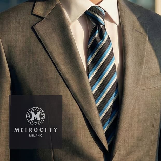 메트로시티 실크 블루 스트라이프 넥타이 8.7cm A+등급 K2111
