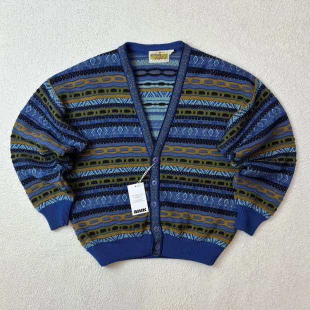 키위 Kiwi 뉴질랜드 3D 에스닉 케이블 울 니트 가디건 PN5930