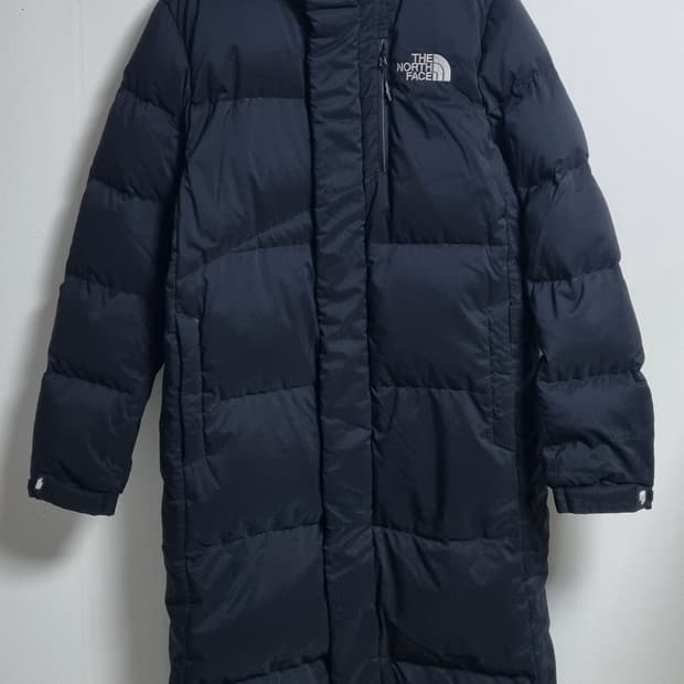 S (55) 노스페이스 눕시 블랙 롱 구스다운 패딩