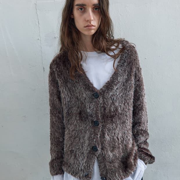 낫띵에브리띵 비건 퍼 니트 가디건 (애쉬 브라운)