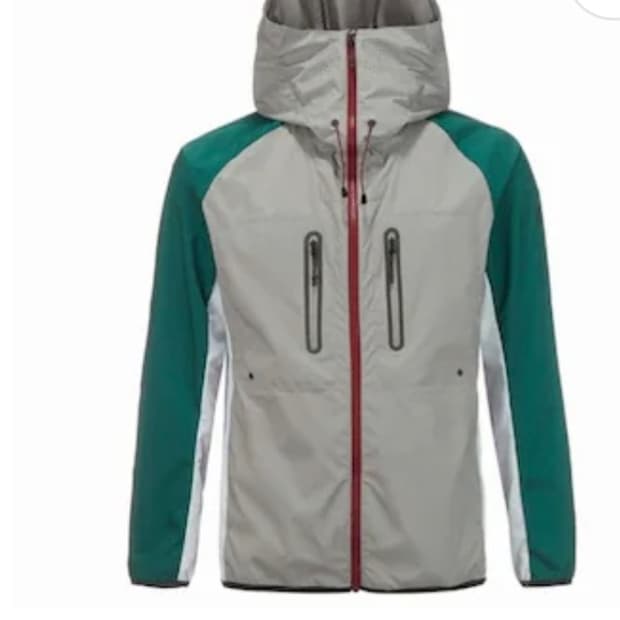 코오롱 바람막이 후드 자켓 그린/화이트