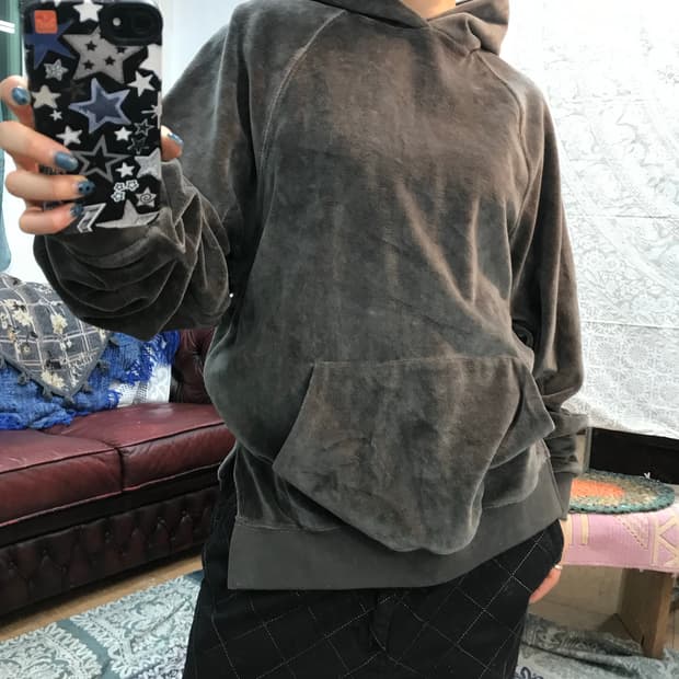 에센셜 여성 벨벳 후드티 