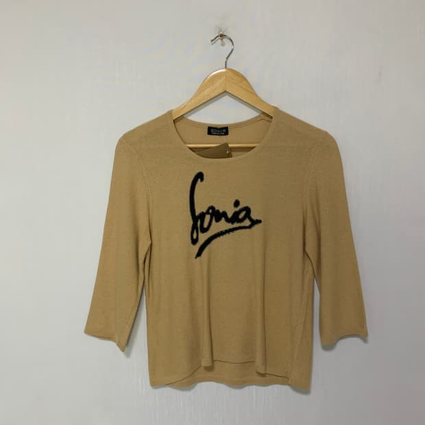 소니아리키엘 빈티지 크롭 니트 티셔츠 베이지 7부