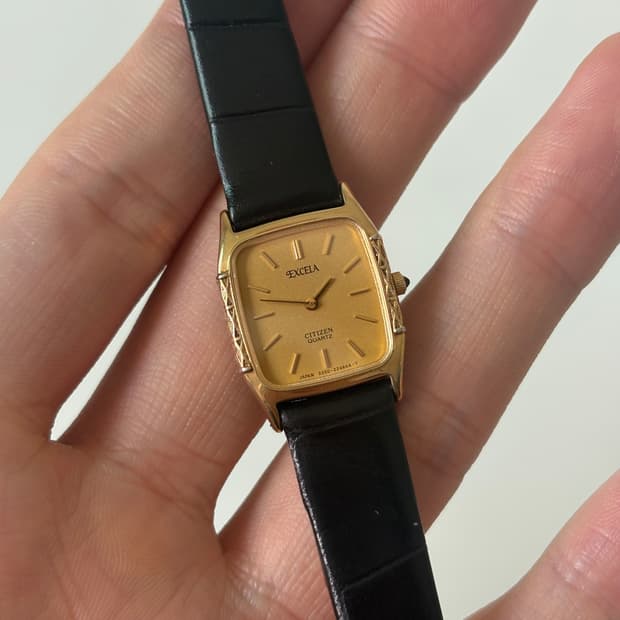 1980s Excela Gold Tank Ladies Quartz