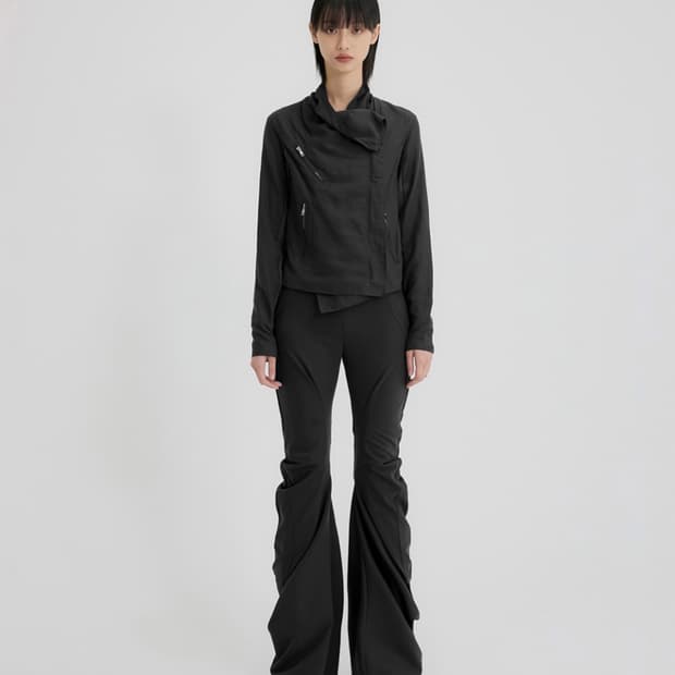 플레어업 Asymmetrical Drape Pants _ 블랙