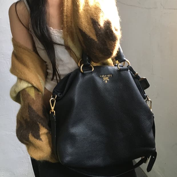 Prada 프라다 비텔로 다이노 블랙 토트백