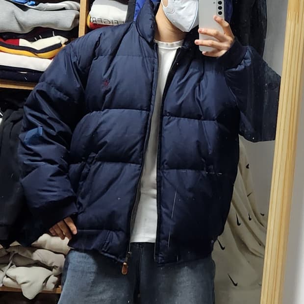 폴로 랄프로렌 딥네이비 푸퍼 숏패딩 자켓