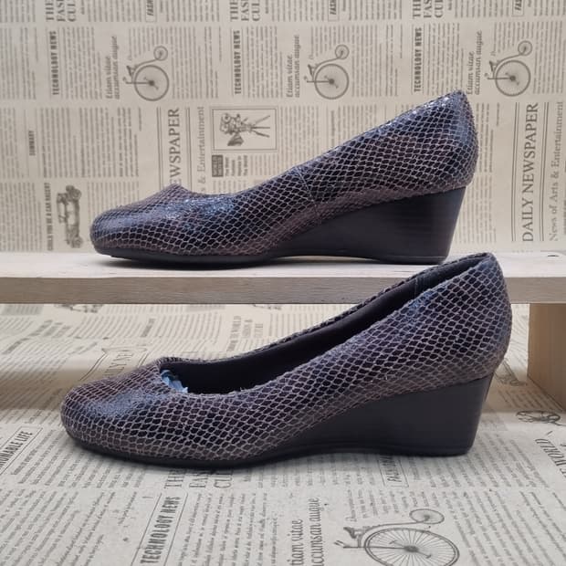 락포트 뱀피 여성웨지힐220 굽5