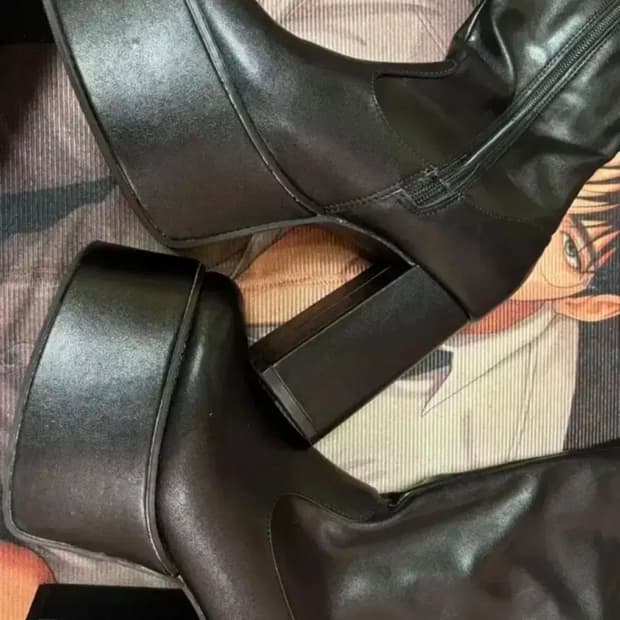 갸루 양지뢰 가보시 통굽 부츠