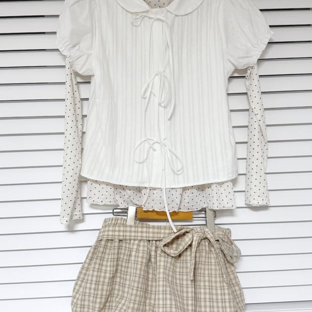 모리걸 코디 세트 블라우스 스커트 도트 러블리 히메갸루 라떼갸루