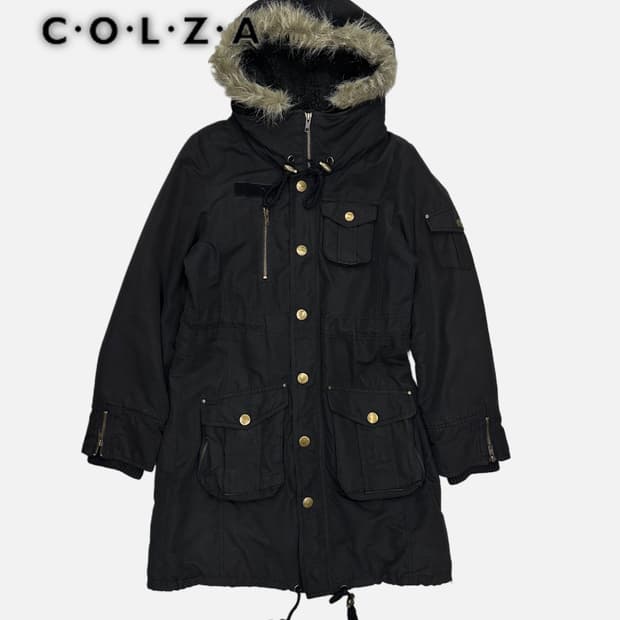 black fur hood field parka