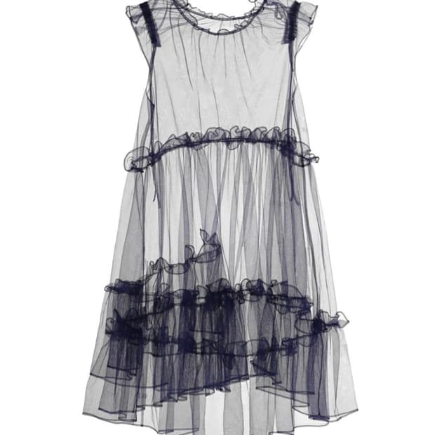 코스모스 리본 러플 메쉬 원피스