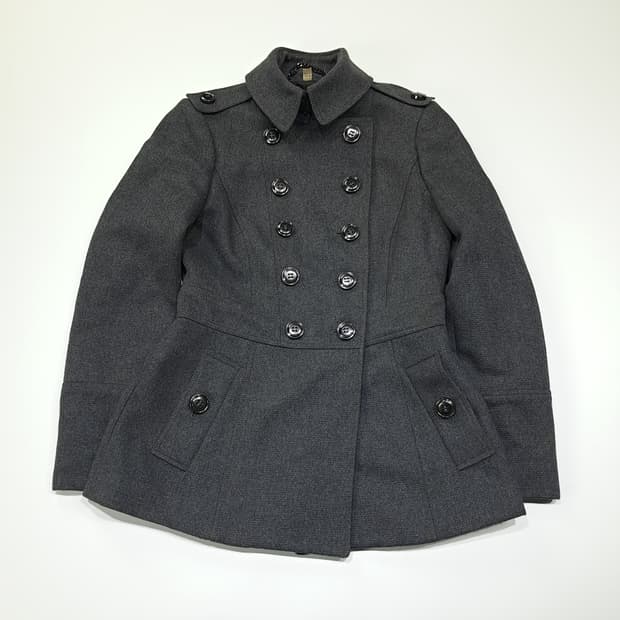 CL085 S 버버리 런던 버진 울 캐시미어 혼방 더블 펨플럼 코트