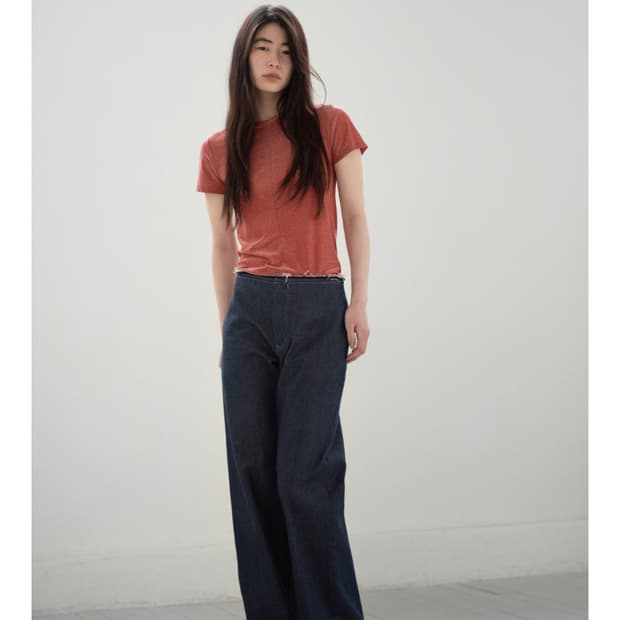 teak 티크 waist cut-out denim pants