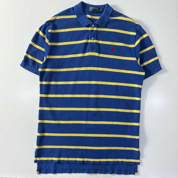 Polo 폴로 랄프로렌 90,s 자수 코튼 스트라이프 카라 반팔 티셔츠