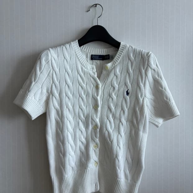 폴로 랄프로렌 케이블 니트 숏슬리브 가디건