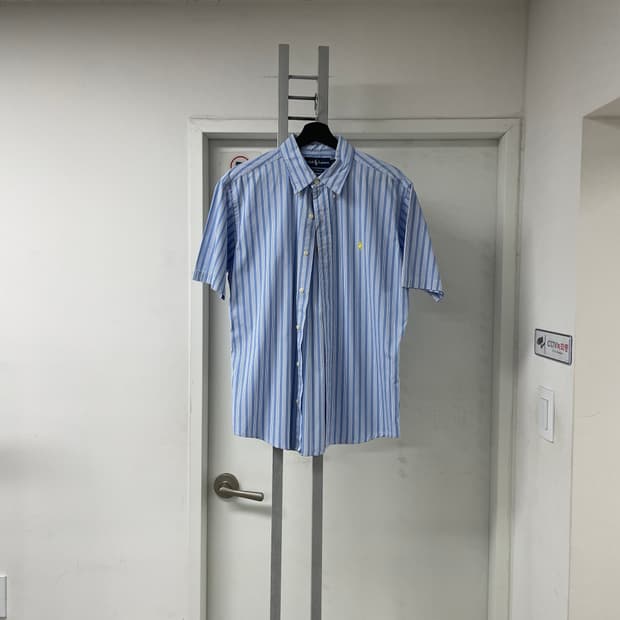 폴로 랄프로렌 스트라이프 반팔 셔츠 블루 L