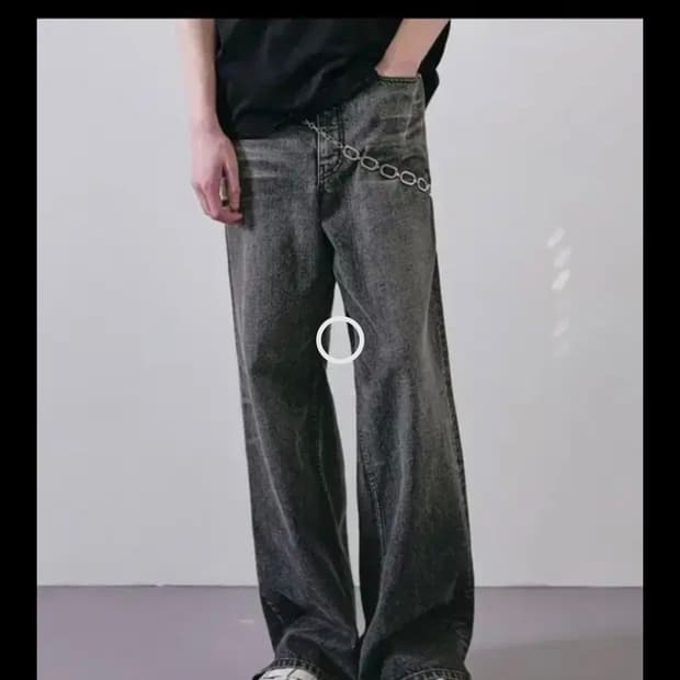 [48] 엘무드 맥스와이드 데님 볼트 블랙