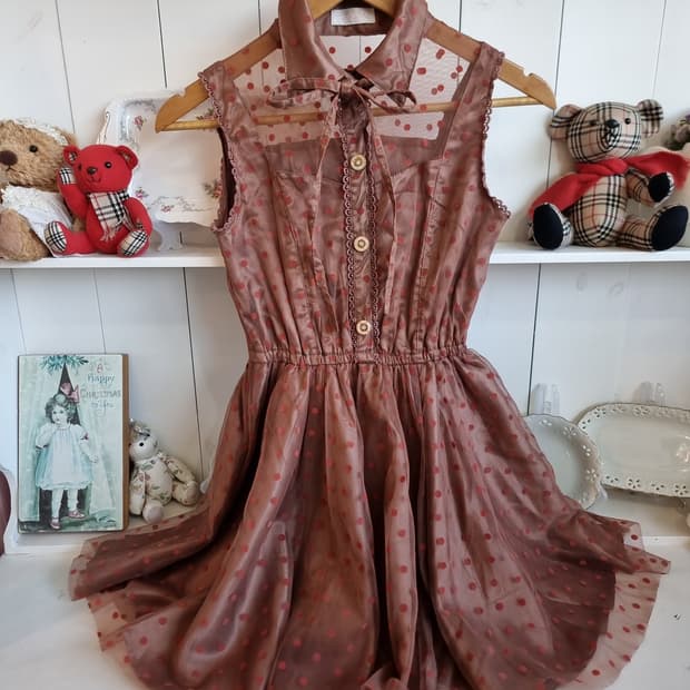 LIZ LISA(리즈리사)초콜릿 도트 시스루 원피스