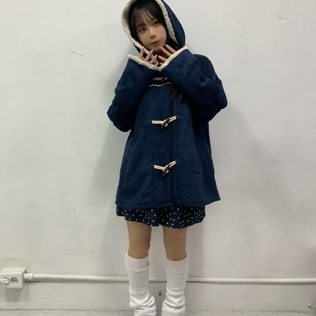 [JPN] 폭닥 네이비 벨벳 떡볶이 코트