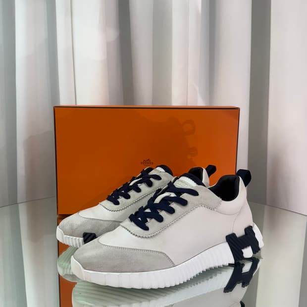 (41) 에르메스 바운싱 스니커즈 카프스킨 스웨이드 고트스킨 & 블랑