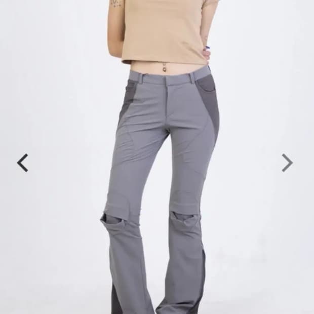 오호스 로우라이즈 니 디테일 팬츠 그레이 m 사이즈