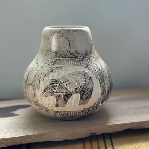 J Tso Navajo Horsehair Pottery Vase
