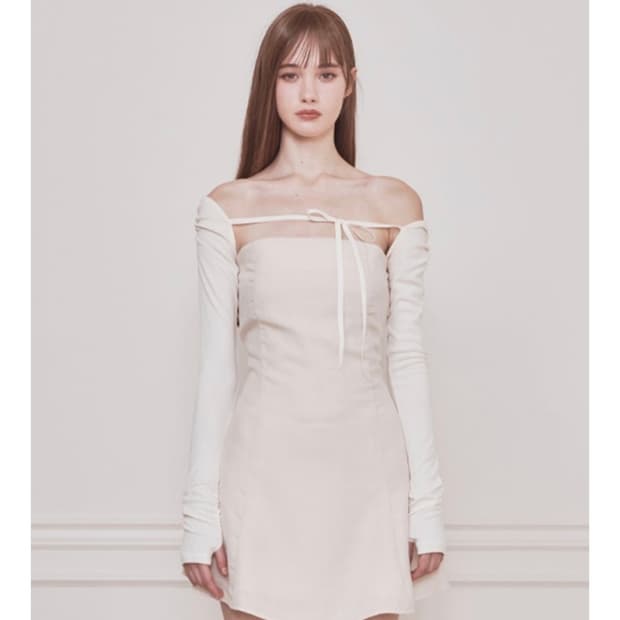 새상품) 낫유어로즈 페이 볼레로 드레스 베이지