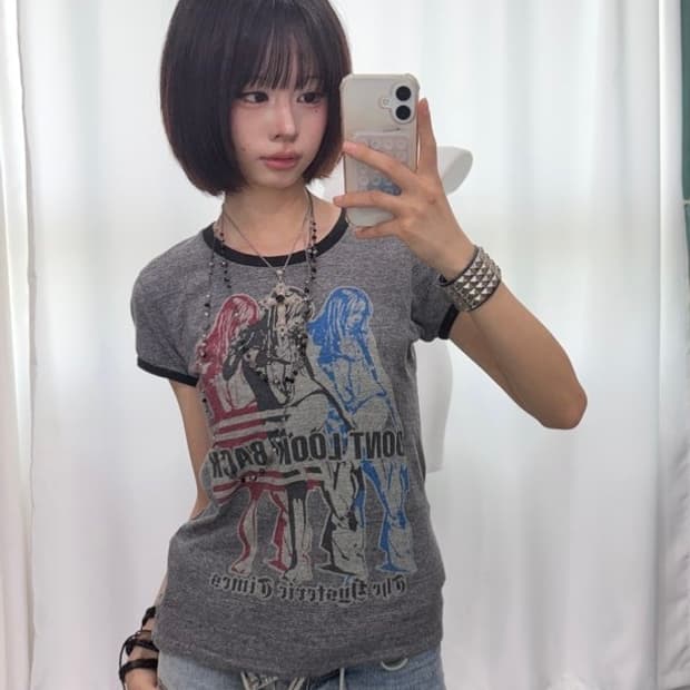 🎸Hysteric Glamour 그레이 프린팅 티셔츠🎸