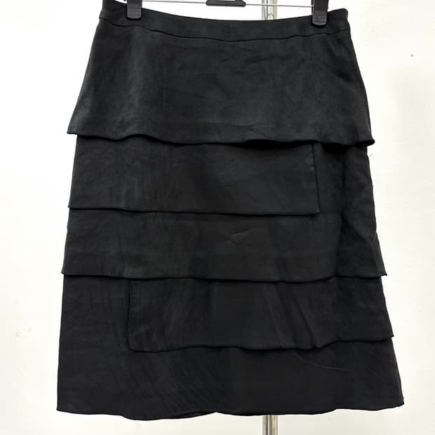 빈티지 블랙 미디 스커트