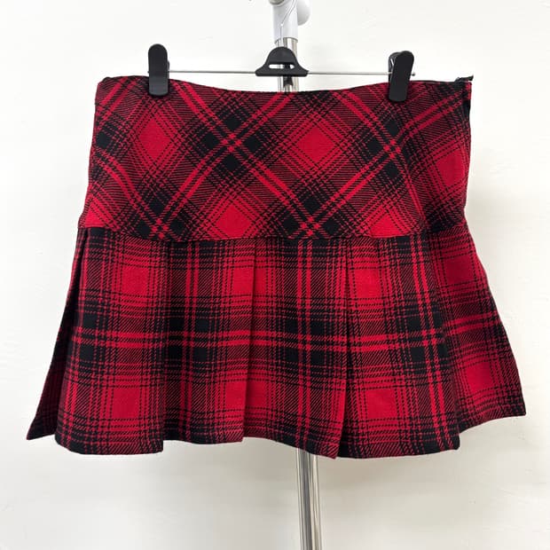 빈티지 레드 펑크룩 스커트