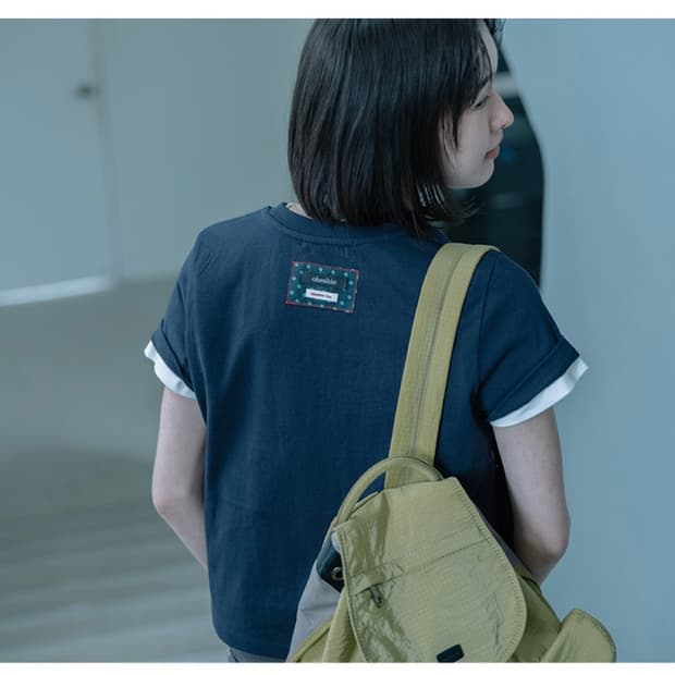오헤시오 반팔티 DOT LABEL T-SHIRT, NAVY