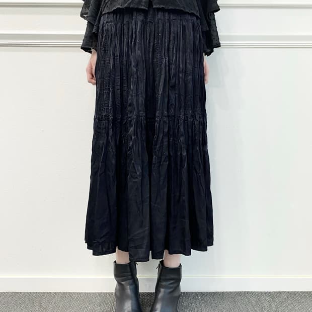 Minimal&Gothic Mood Black Long Skirts