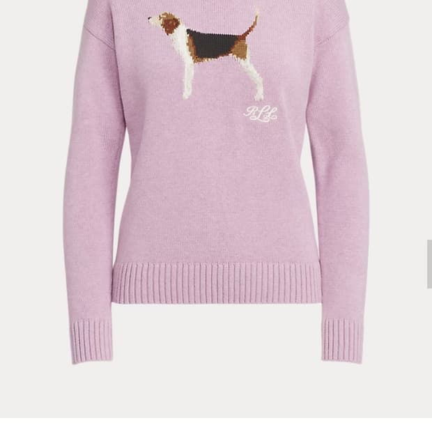 여성 M) 폴로 랄프로렌 인타르시아 도그 자수 RLL 니트 코튼 스웨터