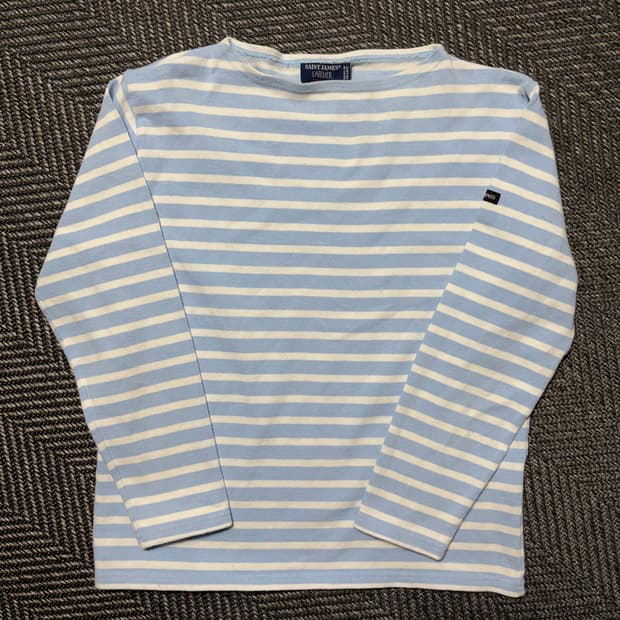 세인트제임스 스트라이프 하늘색 긴팔티(XS)