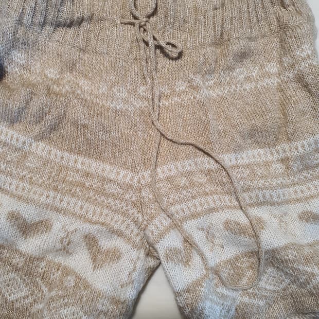 [모리걸] 니트 반바지 아이보리 패턴 숏팬츠