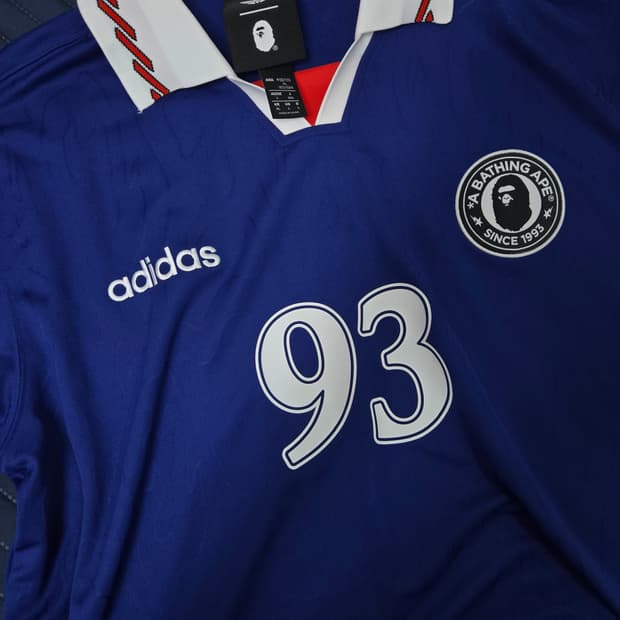 아디다스 x 베이프 숏슬리브 플레임 저지 재팬 블루